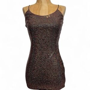 Chic Black and Copper Sequin Mini Dress